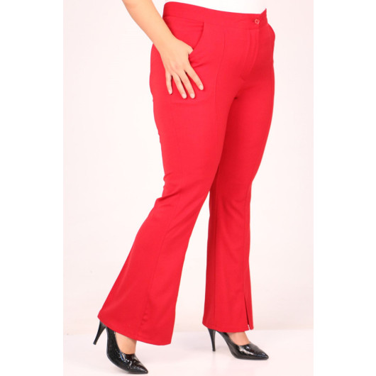 Large Size Front Slit Spanish Trousers - Red