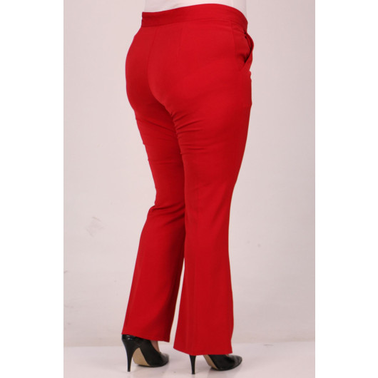 Large Size Front Slit Spanish Trousers - Red