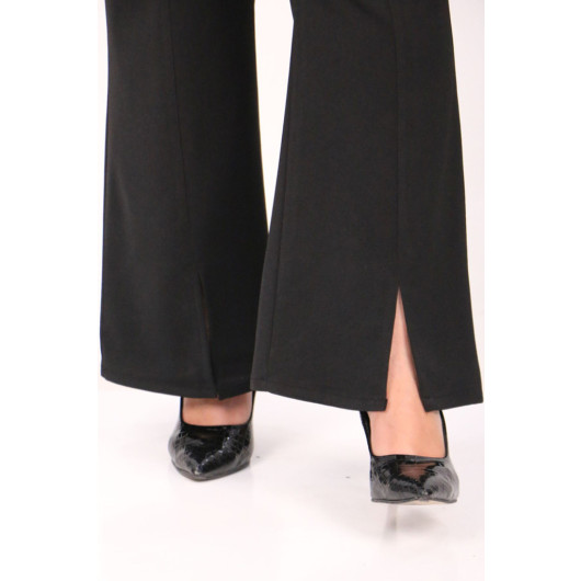 Large Size Front Slit Spanish Trousers - Black