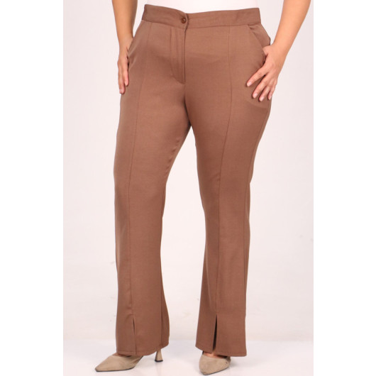 Large Size Front Slit Spanish Trousers - Mink