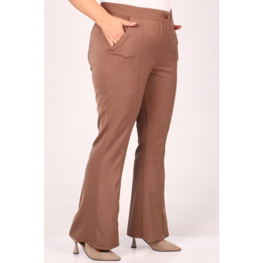 Large Size Front Slit Spanish Trousers - Mink