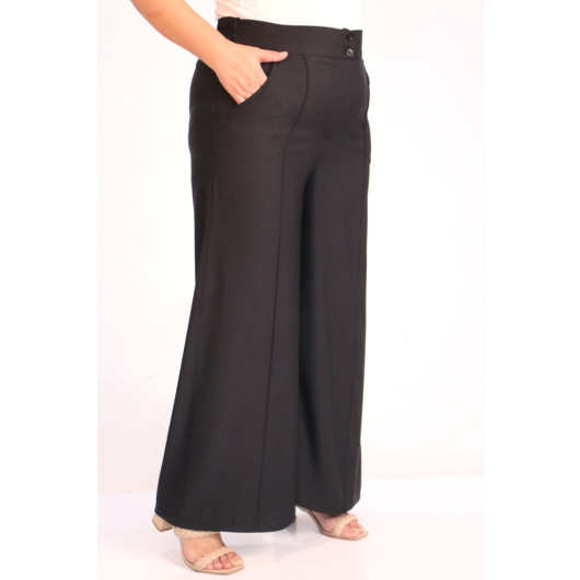 Plus Size Aspen Elastic Waist Trousers - Black