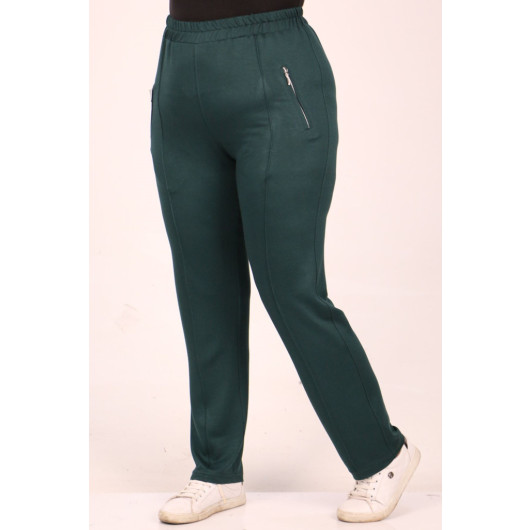 Plus Size Crystal Two Thread Sweatpants-Emerald