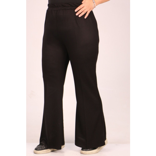 Plus Size Flare Leg Two Threads Crystal-Black