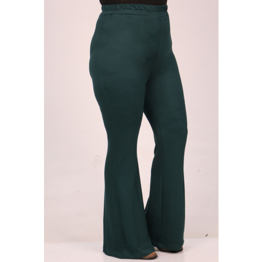 Plus Size Flare Leg Two Threads Crystal-Emerald