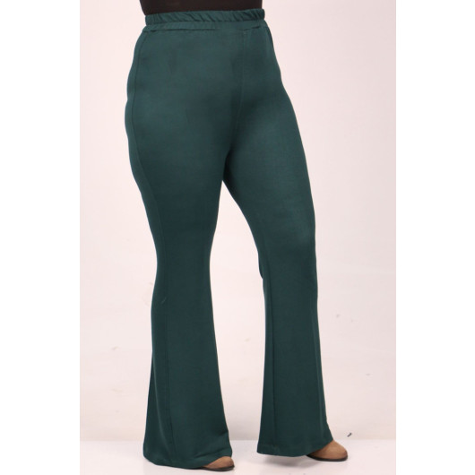 Plus Size Flare Leg Two Threads Crystal-Emerald