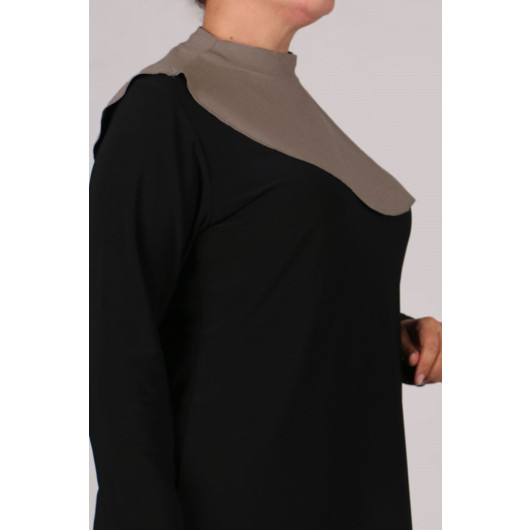 Hijab Oval Neck Collar - Mink