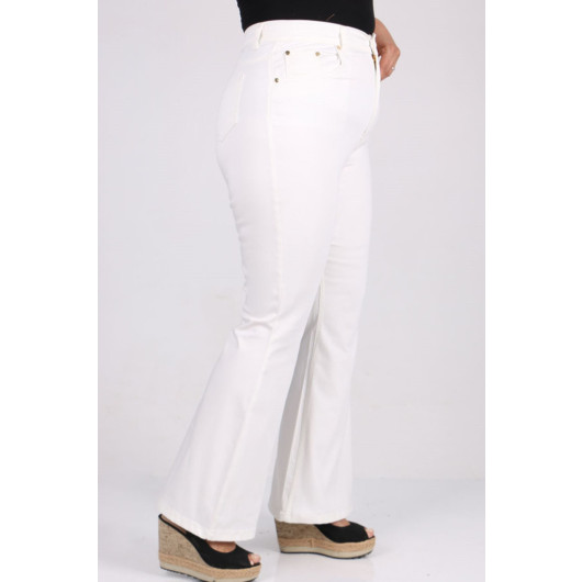 Plus Size Flare Jeans - White