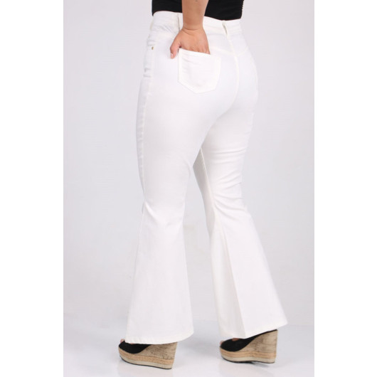 Plus Size Flare Jeans - White