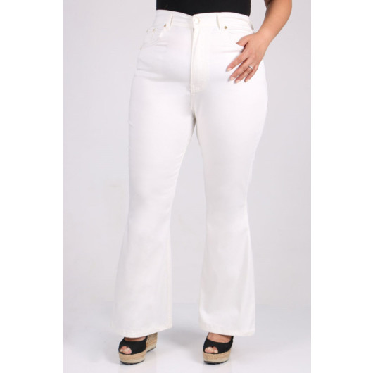 Plus Size Flare Jeans - White