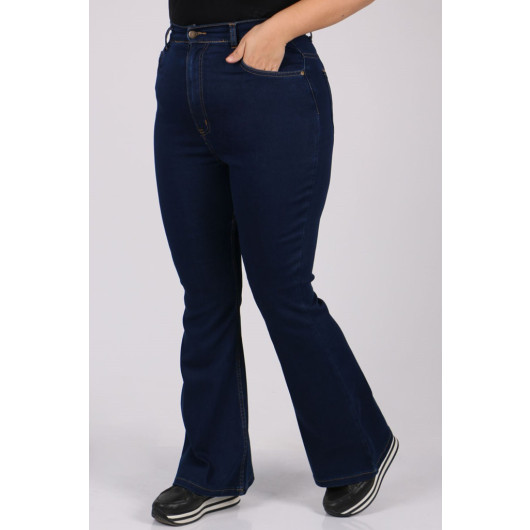 Plus Size Flared Jeans - Navy Blue