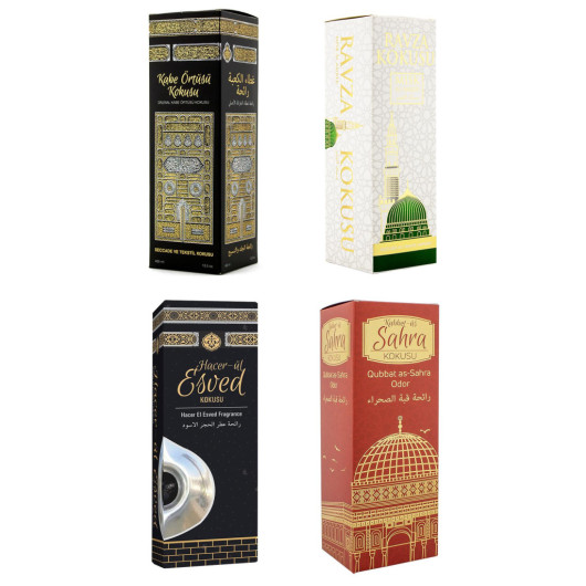 Kaaba Cover Scent, Medina Ravza Scent, Hacerl Esved Scent And Kubbetl Sahara Scent Spray 400 Ml