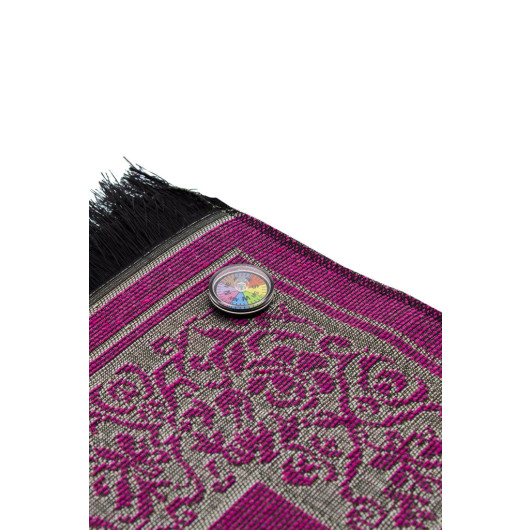 Fuchsia Prayer Rug With Compass Showing Qibla