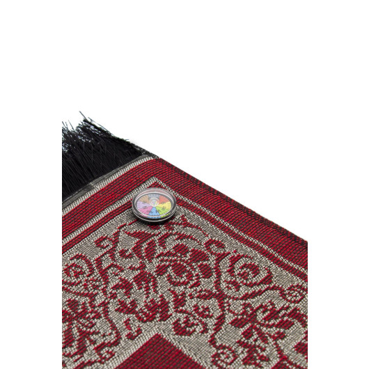 Red Prayer Rug With Compass Showing Qibla