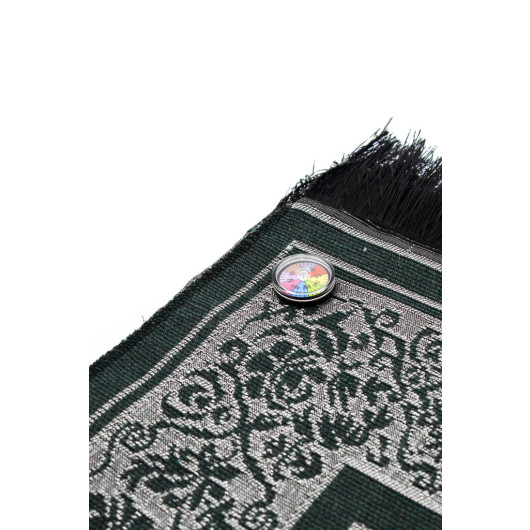 Green Prayer Rug With Compass Showing Qibla