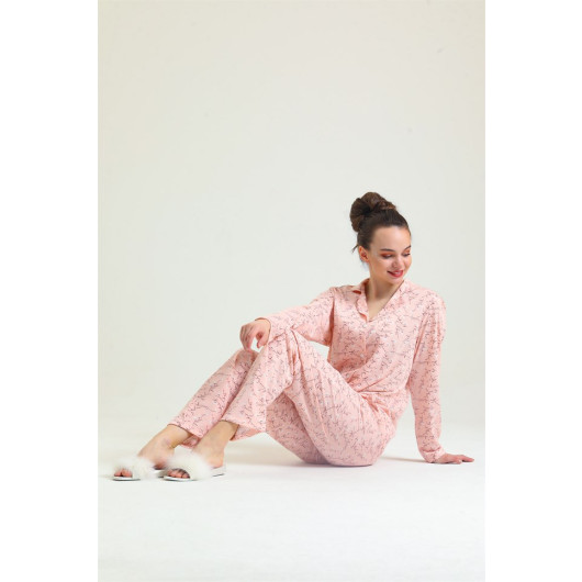 Buttoned Front Cotton Pajama Set