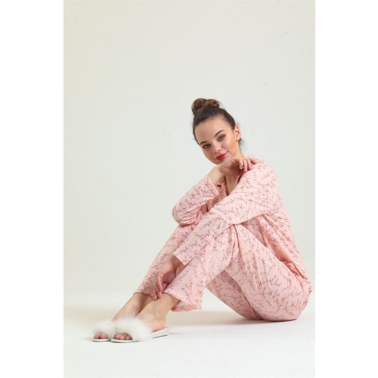 Buttoned Front Cotton Pajama Set