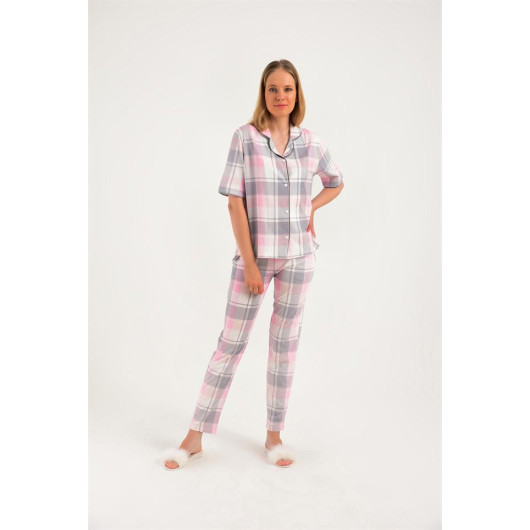 Short Sleeve Front Buttoned Pajama Set