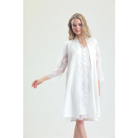 Cotton Lace Dressing Gown Nightgown Set