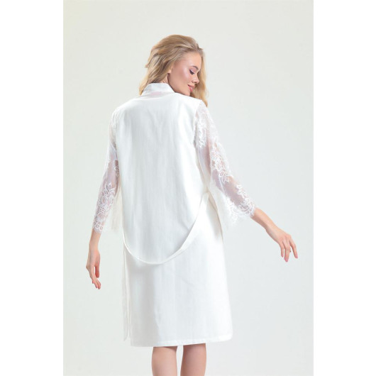 Cotton Lace Dressing Gown Nightgown Set