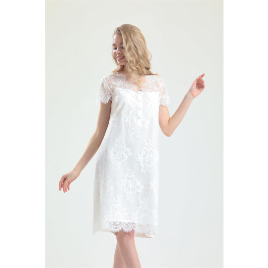 Cotton Lace Dressing Gown Nightgown Set