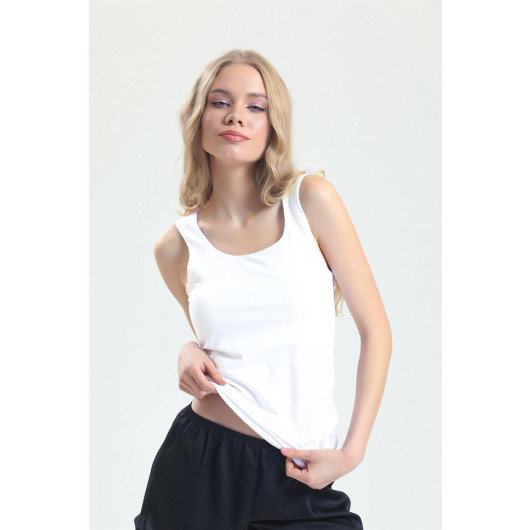 Combed Fabric Wide Strap Long Undershirt