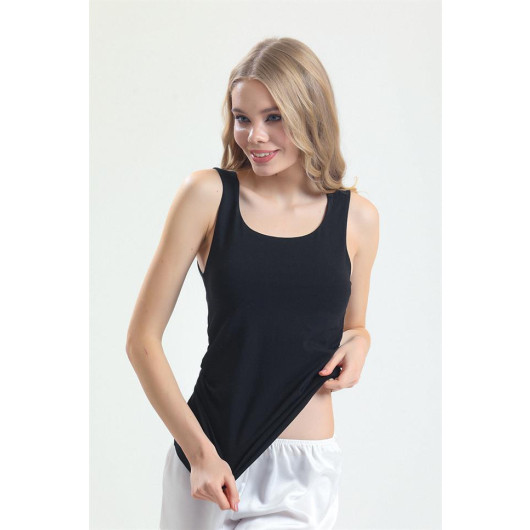 Combed Fabric Wide Strap Long Undershirt