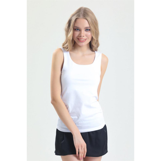 Combed Fabric Wide Strap Long Undershirt