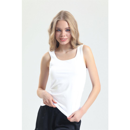 Combed Fabric Wide Strap Long Undershirt