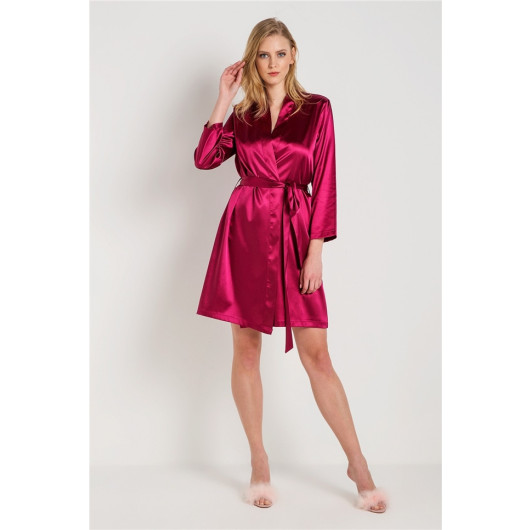 Plain Satin Fabric Short Dressing Gown