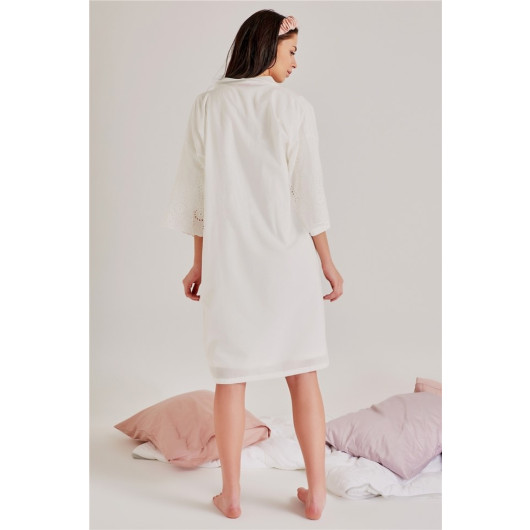 Embroidered Nightgown Dressing Gown Set