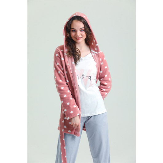 Heart 3 Piece Polar Pajama Set