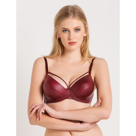 Leather Look Fabric Thin Sponge Bra