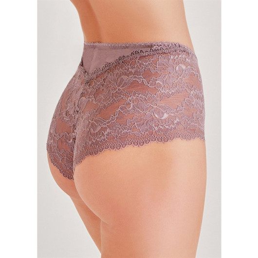 Lilac Fabric High Waist Lace Panties