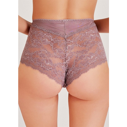 Lilac Fabric High Waist Lace Panties