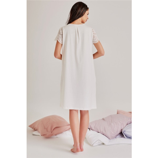 Self Embroidered Patterned Nightgown