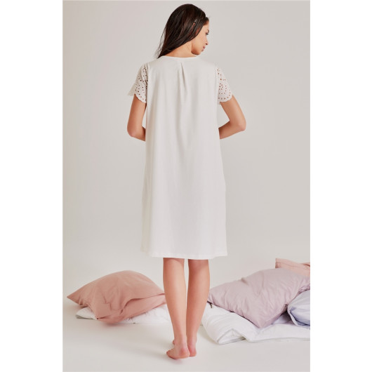 Self Embroidered Patterned Nightgown