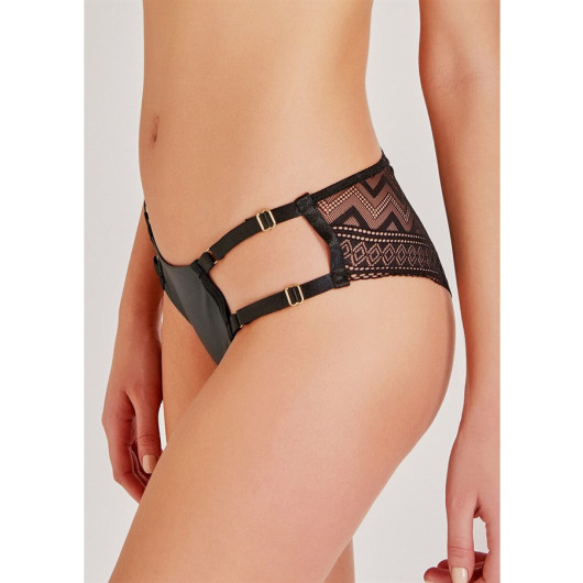 Leather Zigzag Lace Panties