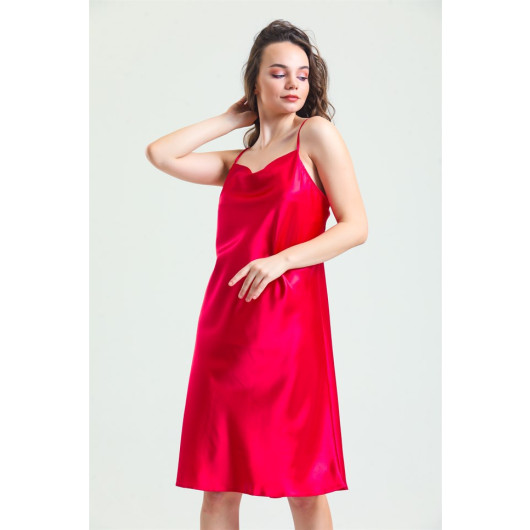 Cowl Neck Satin Nightgown