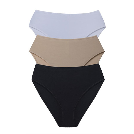 Combed Cotton High Waist 3 Piece Panties