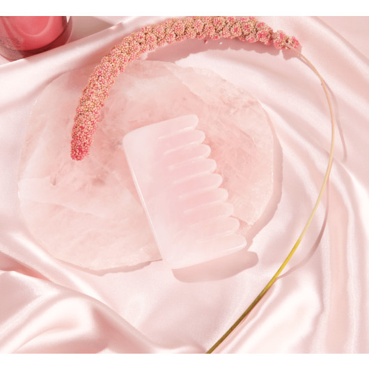 Rose Quartz Crystal Hair Comb - For Hair Growth + Scalp Care