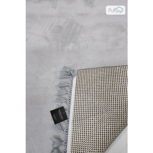 Gray Puffy Plush Washable Carpet