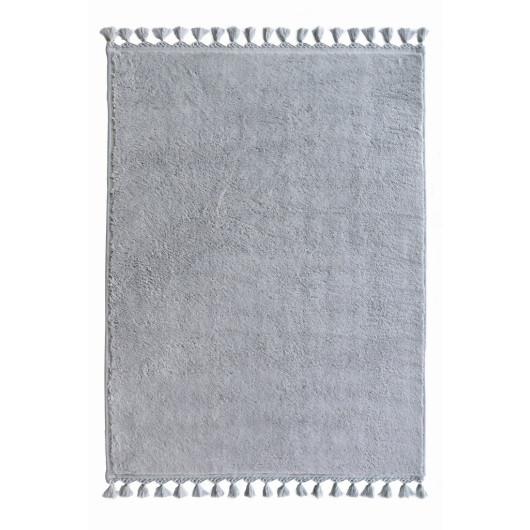 Gray Puffy Plush Washable Carpet