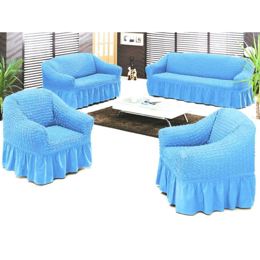 Sofa Cover 4 Pieces Blue