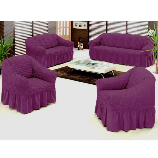 Sofa Cover 4 Pieces Purple