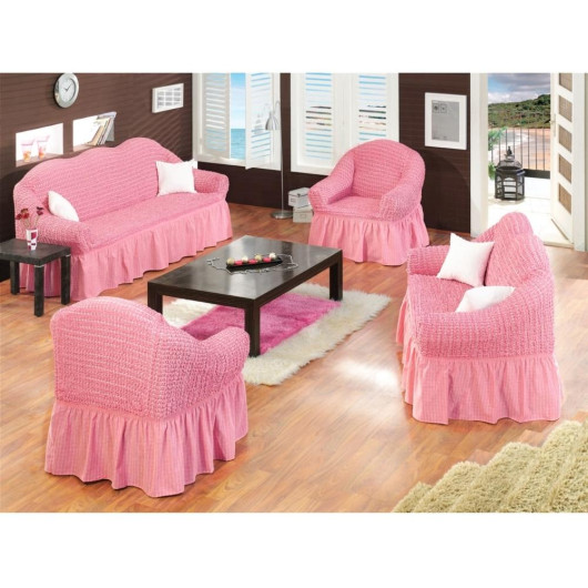 Sofa Cover 4 Pieces Pink