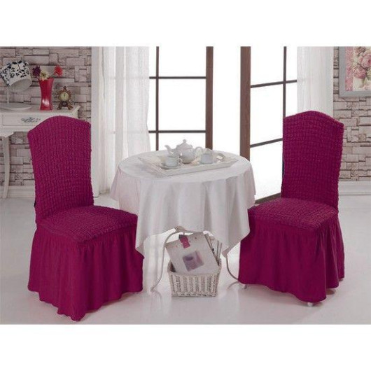Ruched Skirt Chair Cover 2 Pack Fuchsia