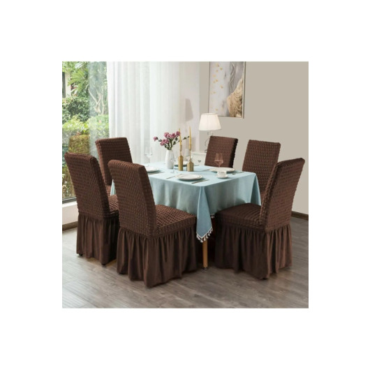 Ruffle Skirt Chair Cover Set Of 2 Brown