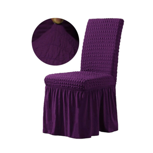 غطاء كرسي بتنورة بنمط كريب قطعتين - أرجواني