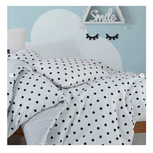 Ethnica Home 100% Cotton Ranforce Buddy Kids Duvet Cover Set With Ears-Teddy Black White